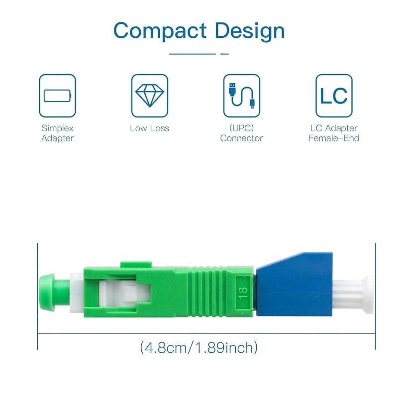 Duogalia 20-Pack SCAPC Male to LCUPC Female Singlemode Adapter Fiber Optic Connector FTTH Convertor for Visual Fault Locator - Image 2